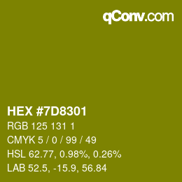 颜色代码: HEX #7D8301 | qconv.com