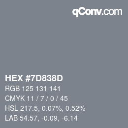 Farbcode: HEX #7D838D | qconv.com