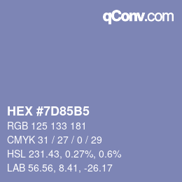 Color code: HEX #7D85B5 | qconv.com