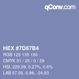 Farbcode: HEX #7D87B4 | qconv.com