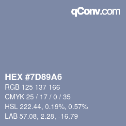 Farbcode: HEX #7D89A6 | qconv.com