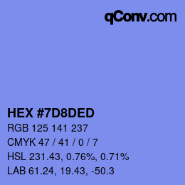 カラーコード: HEX #7D8DED | qconv.com