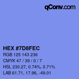 カラーコード: HEX #7D8FEC | qconv.com