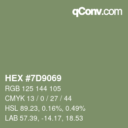 Color code: HEX #7D9069 | qconv.com
