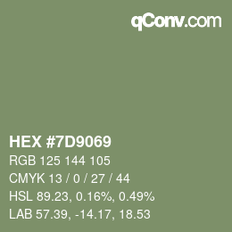 Color code: HEX #7D9069 | qconv.com