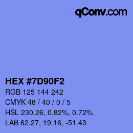 颜色代码: HEX #7D90F2 | qconv.com