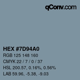 Color code: HEX #7D94A0 | qconv.com