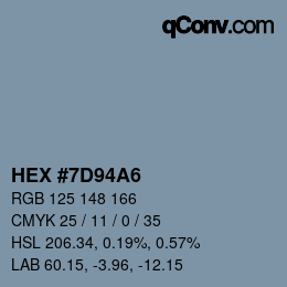 颜色代码: HEX #7D94A6 | qconv.com