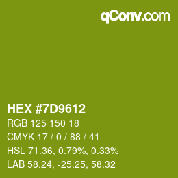 Color code: HEX #7D9612 | qconv.com