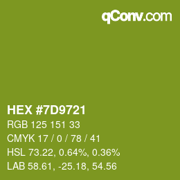 Color code: HEX #7D9721 | qconv.com