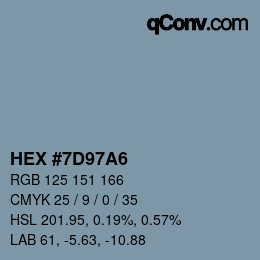 Farbcode: HEX #7D97A6 | qconv.com