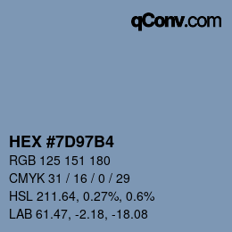 Farbcode: HEX #7D97B4 | qconv.com
