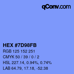 カラーコード: HEX #7D98FB | qconv.com