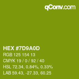 Color code: HEX #7D9A0D | qconv.com