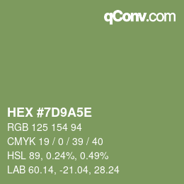 Código de color: HEX #7D9A5E | qconv.com