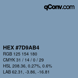 Color code: HEX #7D9AB4 | qconv.com