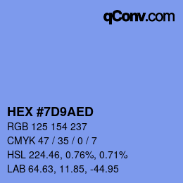 Color code: HEX #7D9AED | qconv.com