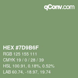 Código de color: HEX #7D9B6F | qconv.com