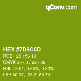 Color code: HEX #7D9C0D | qconv.com
