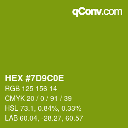 Color code: HEX #7D9C0E | qconv.com