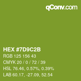 颜色代码: HEX #7D9C2B | qconv.com