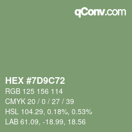 Color code: HEX #7D9C72 | qconv.com