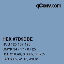 Color code: HEX #7D9DBE | qconv.com