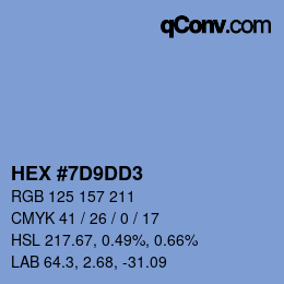 カラーコード: HEX #7D9DD3 | qconv.com
