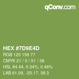 颜色代码: HEX #7D9E4D | qconv.com