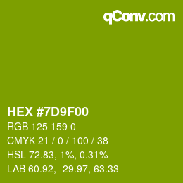 颜色代码: HEX #7D9F00 | qconv.com