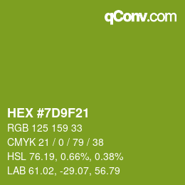 Color code: HEX #7D9F21 | qconv.com