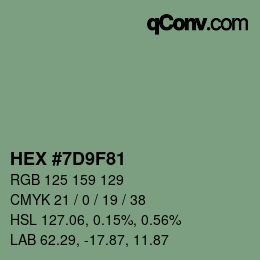 Código de color: HEX #7D9F81 | qconv.com
