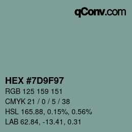 Farbcode: HEX #7D9F97 | qconv.com