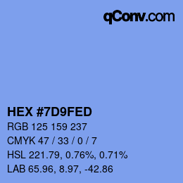 颜色代码: HEX #7D9FED | qconv.com