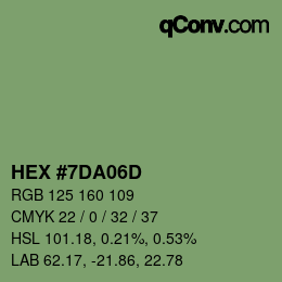 Color code: HEX #7DA06D | qconv.com