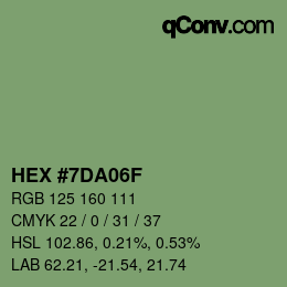 Color code: HEX #7DA06F | qconv.com