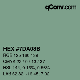 颜色代码: HEX #7DA08B | qconv.com