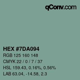 Color code: HEX #7DA094 | qconv.com