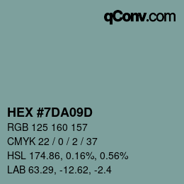 Color code: HEX #7DA09D | qconv.com