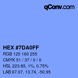 Color code: HEX #7DA0FF | qconv.com