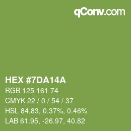 Color code: HEX #7DA14A | qconv.com