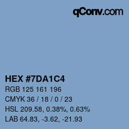 Farbcode: HEX #7DA1C4 | qconv.com