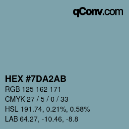 カラーコード: HEX #7DA2AB | qconv.com