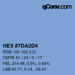 颜色代码: HEX #7DA2D4 | qconv.com