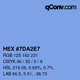 Color code: HEX #7DA2E7 | qconv.com