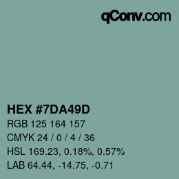 Farbcode: HEX #7DA49D | qconv.com
