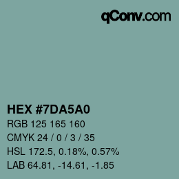 Color code: HEX #7DA5A0 | qconv.com
