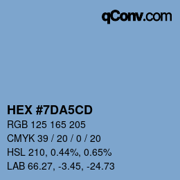 カラーコード: HEX #7DA5CD | qconv.com