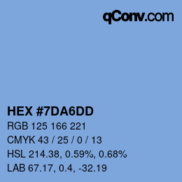 カラーコード: HEX #7DA6DD | qconv.com