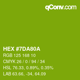Color code: HEX #7DA80A | qconv.com